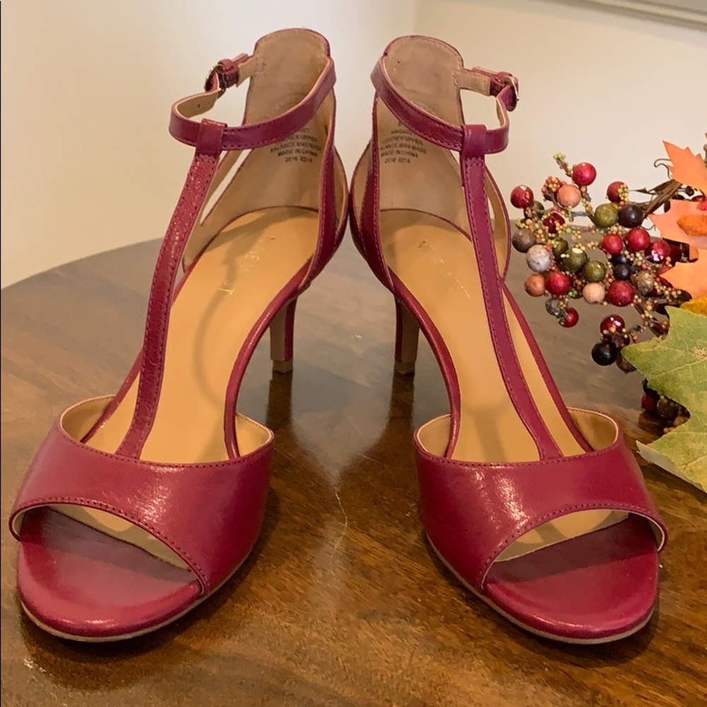 Dark pink low heels